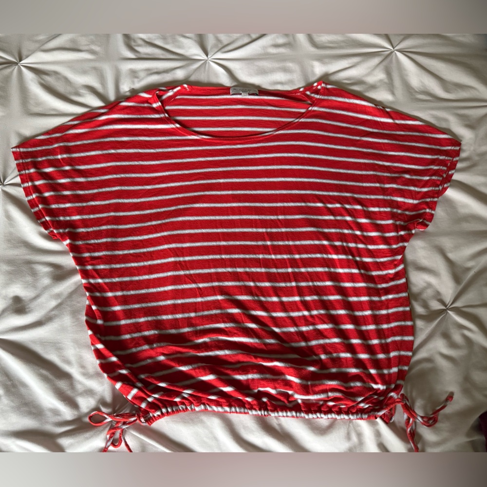 Michael Stars Red and White Striped Women's Top Size L